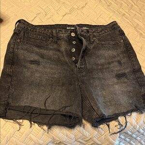 Old Navy Black Distressed Denim Button-Front Shorts